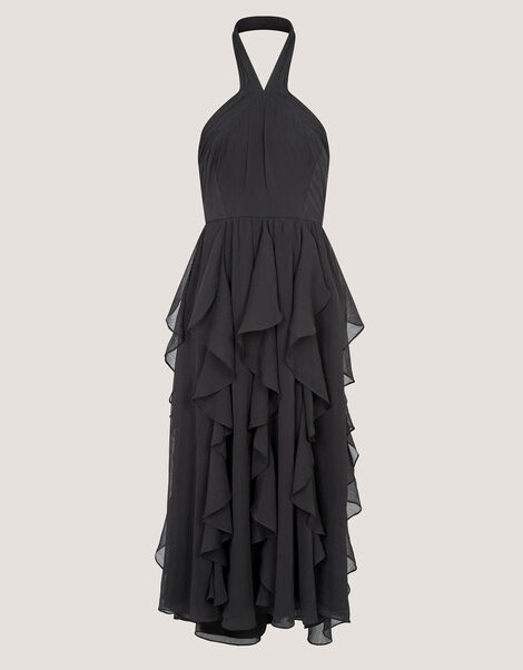Arizona Halter Ruffle Prom Dress, Black (BLACK), large