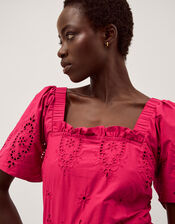 Brooke Cutwork Midi Dress, Pink (PINK), large