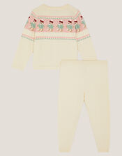 Newborn Teddy Fair Isle Cardigan & Leggings Set, Ivory (IVORY), large