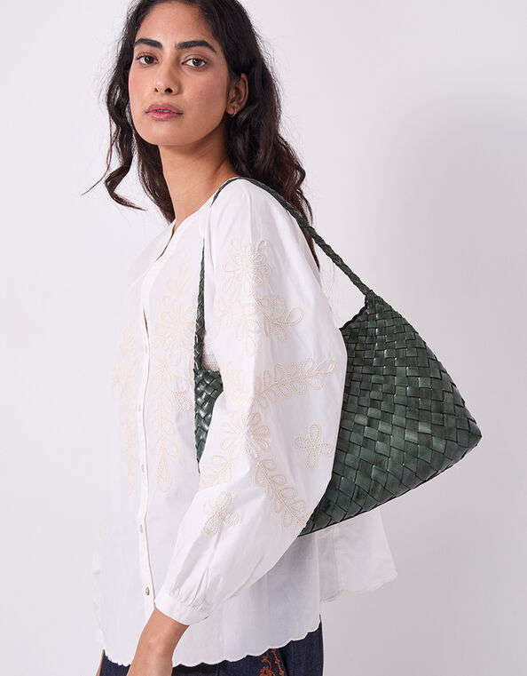 East Selina Woven Leather Shoulder Bag, , large