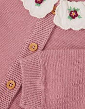 Baby Eve Embroidered Collar Cardigan, Pink (PINK), large