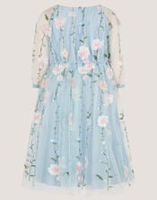 Willow Long Sleeve Embroidered Party Dress, Blue (BLUE), large