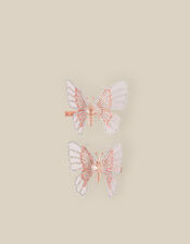 2-Pack Rhinestone Spring Butterfly Hair Clips, Pink (PINK), large