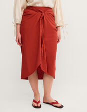 Callie Thorpe x Monsoon&nbsp;Linen Blend Sarong Skirt, Orange (RUST), large