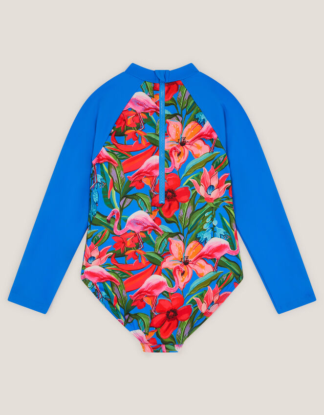 Tropical UPF50+ Long Sleeve Swimsuit, Blue (BLUE), large