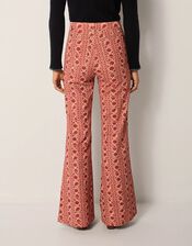 Maison Hotel Calypso Floral Flare Trousers, Orange (CORAL), large