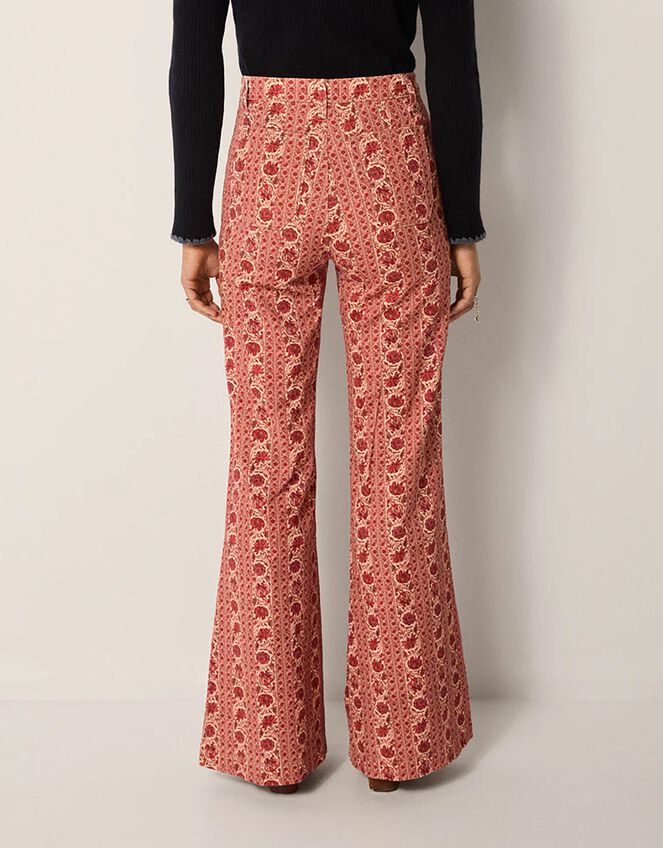 Maison Hotel Calypso Floral Flare Trousers, Orange (CORAL), large