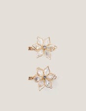 2-Pack Jewel Wire Flower Hair Clips, , large