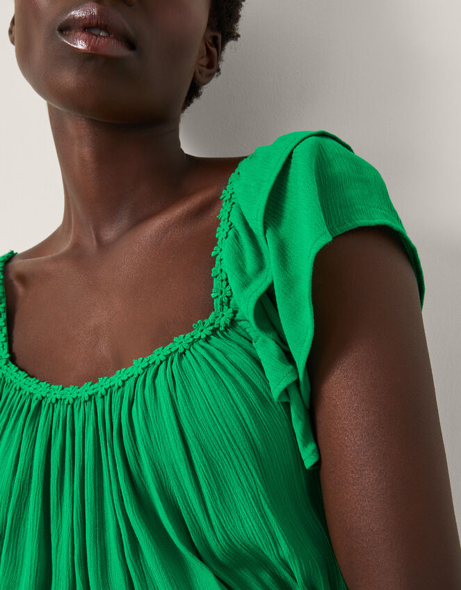 Isabela Square Neck Midi Dress, Green (GREEN), large