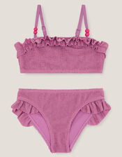 Textured Frill Bikini Set, Purple (LILAC), large