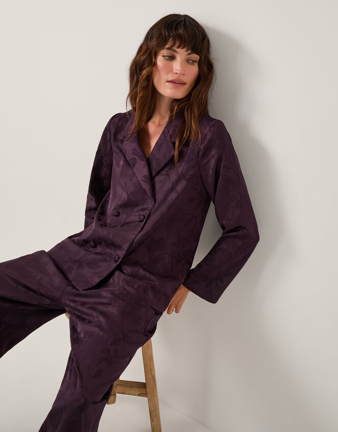 Rory Floral Satin Blazer, Purple (PURPLE), large