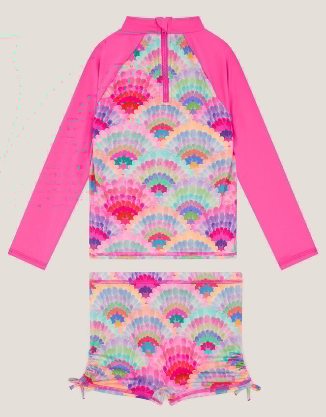 Rainbow Shell UPF50+ Rash Vest Swim Set, Pink (PINK), large