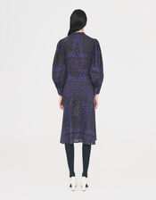 Antik Batik Tamari Paisley Jacquard Midi Dress, Blue (NAVY), large