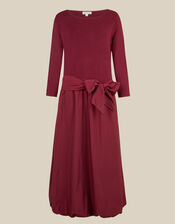 Mikayla Long Sleeve Bubble Hem Midi Dress, Red (BURGUNDY), large