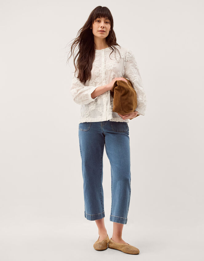 Blair Floral Embroidered Blouse, White (WHITE), large