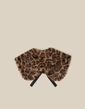 Niya Leopard Print Faux Fur Collar, , large