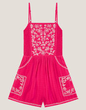 Floral Embroidered Playsuit, Pink (PINK), large