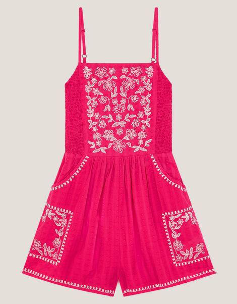 Floral Embroidered Playsuit, Pink (PINK), large
