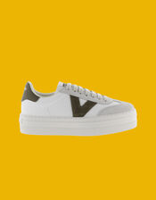 Victoria Barcelona Suede Platform Trainers, Green (KHAKI), large