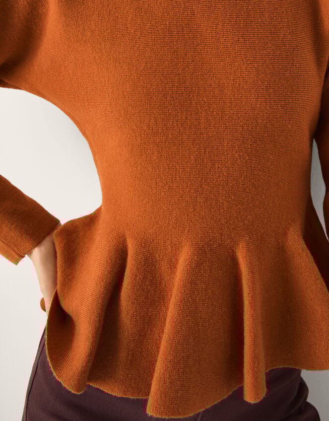Peony Peplum Jumper, Orange (AMBER), large