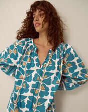 Leila Print Midi Beach Dress, Teal (TEAL), large