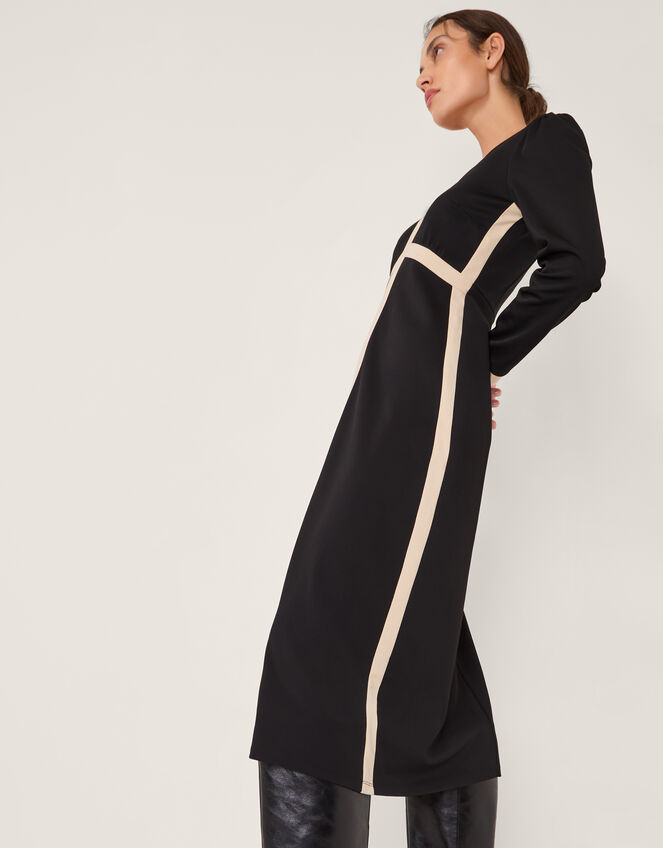 Paloma Contrast Panel Jersey Midi Dress, Black (BLACK), large