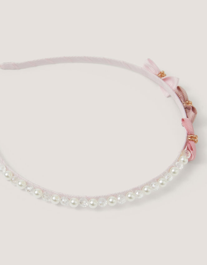 Triple Bow Pearl Hairband, , large