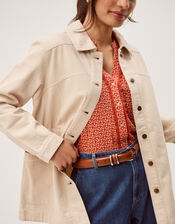 Mabel Longline Denim Jacket, Natural (ECRU), large