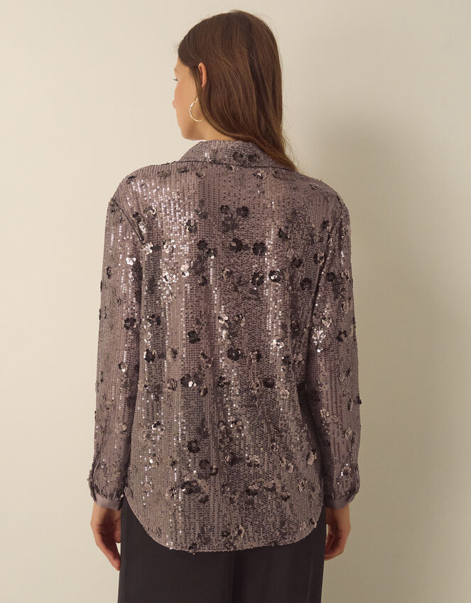 Seema Long Sleeve Sequin Shirt, Mink (MINK), large