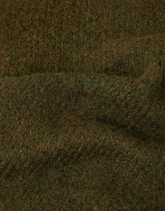 Taya Large Knitted Triangle Scarf, Green (KHAKI), large