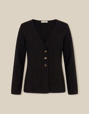 Saf V-Neck Crossover Cardigan, Black (BLACK), large