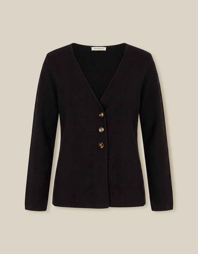 Saf V-Neck Crossover Cardigan, Black (BLACK), large