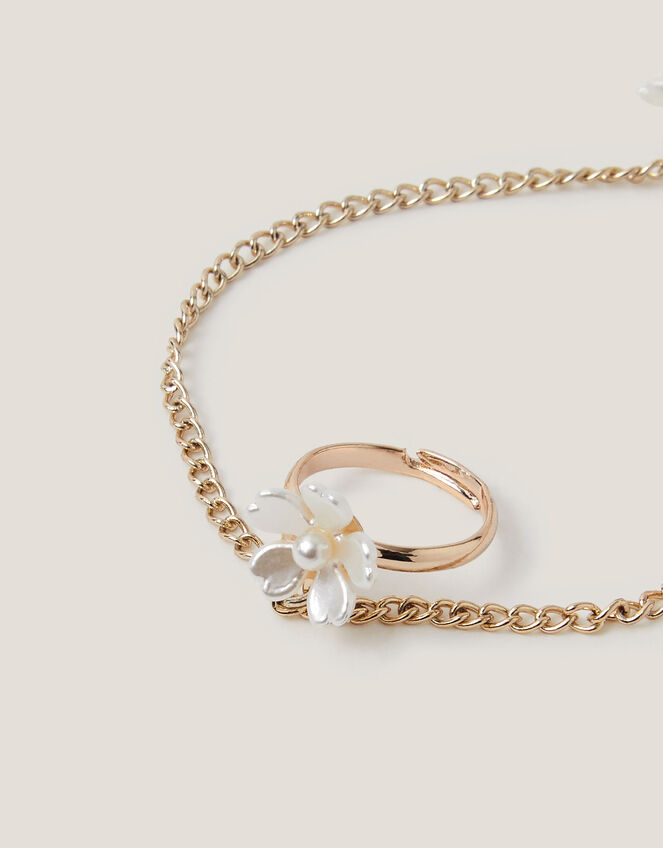 Pearl Flower Ring & Hand Chain, , large