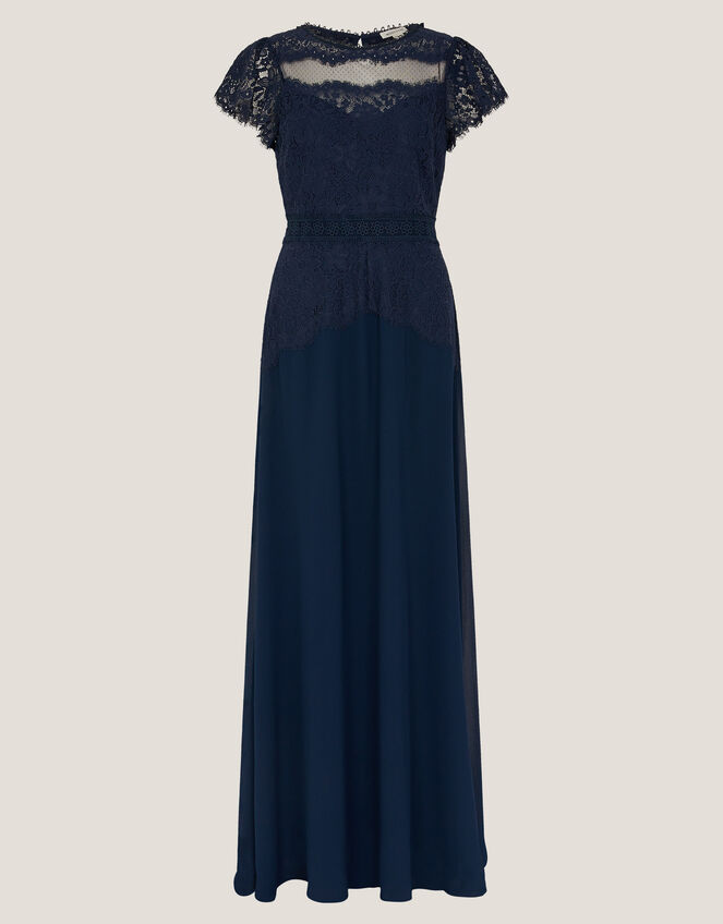 Monike Short Sleeve Lace Bridesmaid Dress, Blue (NAVY), large