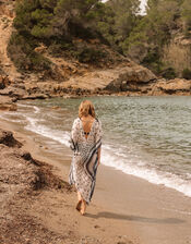Circle Print Maxi Kaftan in LENZING&trade; ECOVERO&trade;, Ivory (IVORY), large