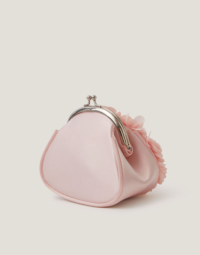 Appliqu&eacute; Floral Cluster Clip Frame Bag, Pink (PALE PINK), large
