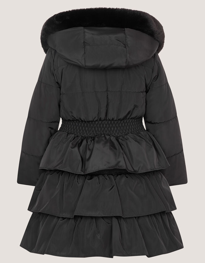 Taylor Bow Hooded Puffer Coat, Black (BLACK), large
