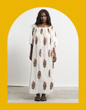 Par & Escala Justina Floral Block Print Maxi Dress, Yellow (YELLOW), large