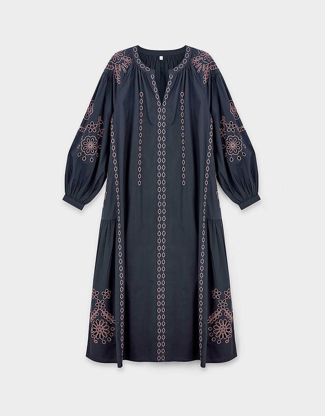 East Reni Broderie Dress, Blue (NAVY), large