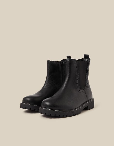 Heart Brogue Chelsea Boots, Black (BLACK), large