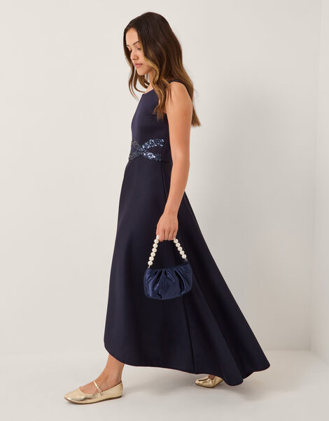 Sleeveless Sequin Prom Dress, Blue (NAVY), large
