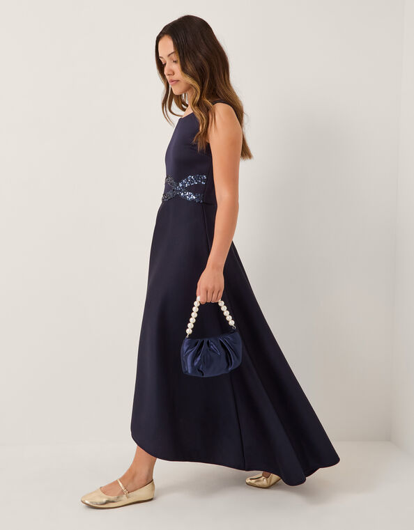 Sleeveless Sequin Prom Dress, Blue (NAVY), large