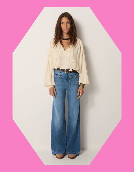 Maison Hotel Giuletta Wide Leg Jeans, Blue (BLUE), large