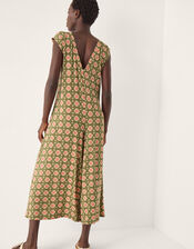 Maddie Sleeveless Floral Print Romper, Green (KHAKI), large