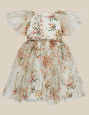 Baby Noa Floral Print Tulle Party Dress, Multi (MULTI), large