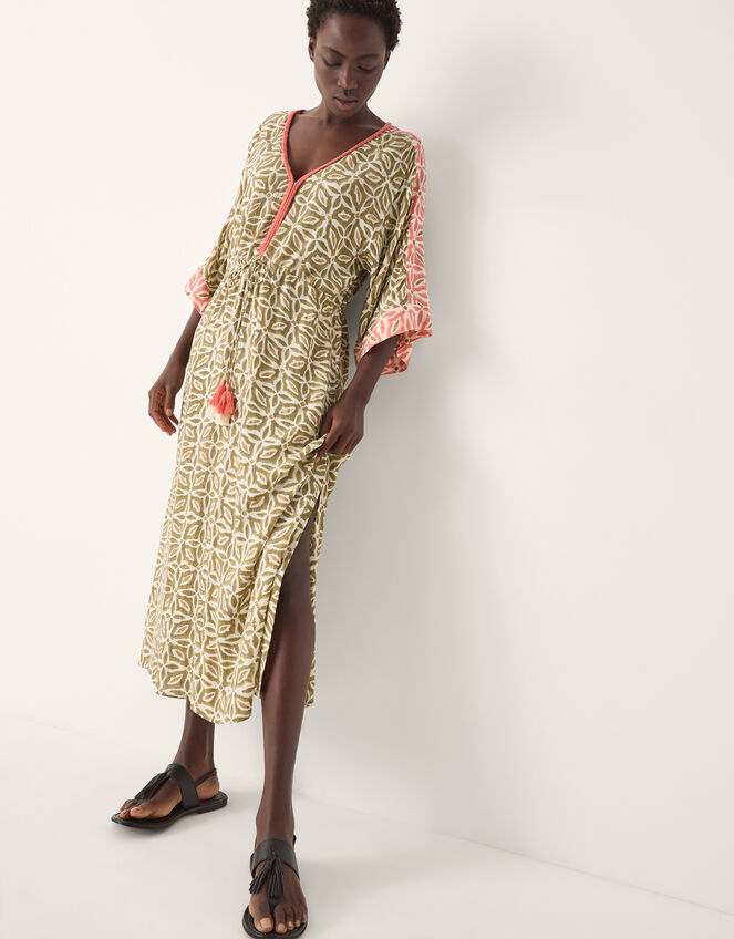 Elma Print Midi Beach Dress, Green (KHAKI), large