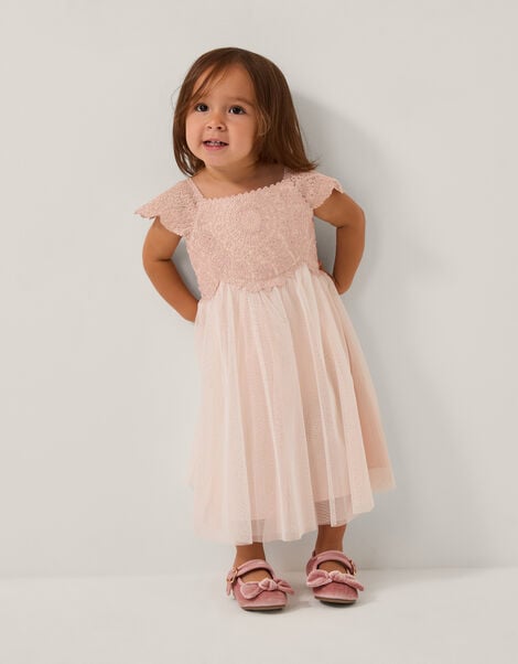 Baby Estella Embroidered Tulle Dress, Pink (PINK), large