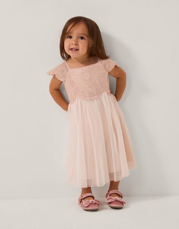 Baby Estella Embroidered Tulle Dress, Pink (PINK), large