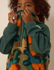 Camo Print Half-Zip Fleece Jumper, Blue (NAVY), large