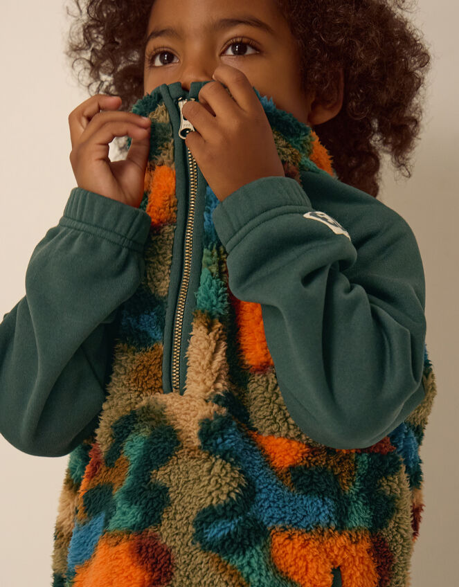 Camo Print Half-Zip Fleece Jumper, Blue (NAVY), large